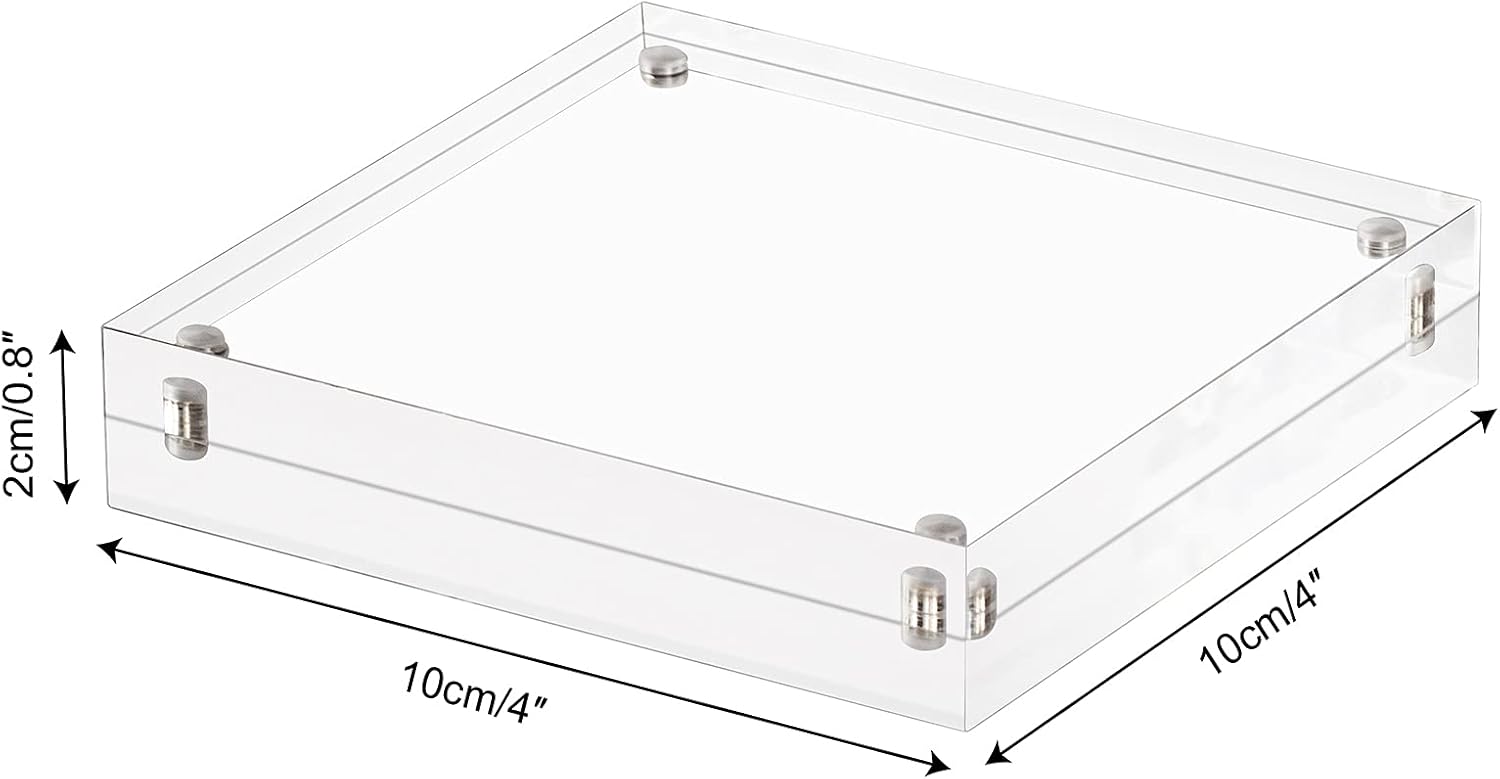 AMEITECH 4x4 Acrylic Picture Frame, Clear Double Sided Block Acrylic Photo Frames, Desktop Frameless Magnetic Photo