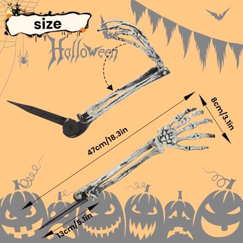 DIYDEC 6PCS Halloween Skeleton Arm Gray Hands Stakes for Outoor Decor