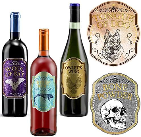 Chinco 36 Piece Halloween Apothecary Labels for Wine Bottle