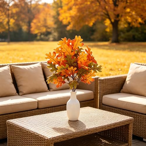 6 Pcs Artificial Maple Leaves Branches Fall Flowers 13 Inch Faux Autumn Foliage Stems Thanksgiving Table Centerpiece Harvest Home Decor