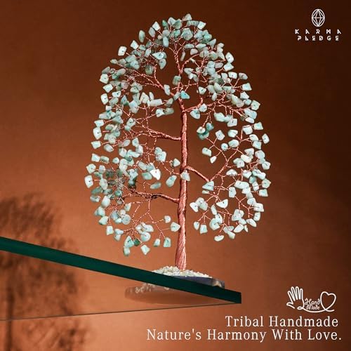 Crystal Tree of Life Birthday Gifts for Women, Men, Frineds, Handmade Amazonite Chakra Tree for Home, Room, Office