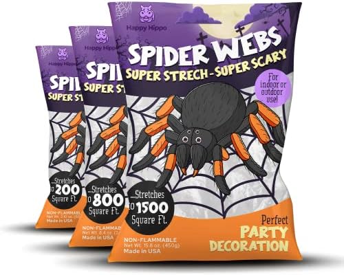 Halloween Spider Web Decoration, 800 Sqare Feet & Plastic Spiders, Halloween Party Supplies, Spider Webs (Large, 800 Sq Feet)