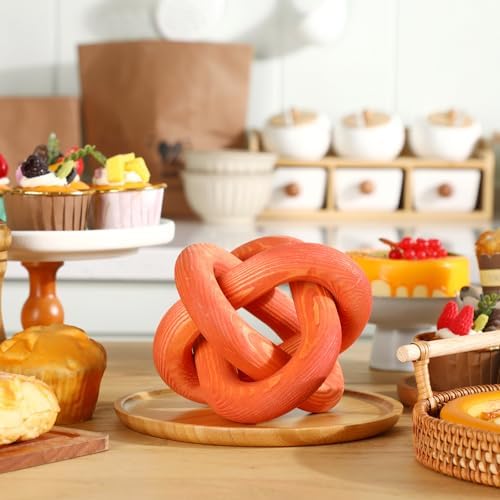 Yalikop 3 Link Wood Knot Decor Rustic Table Shelf Accents, Orange