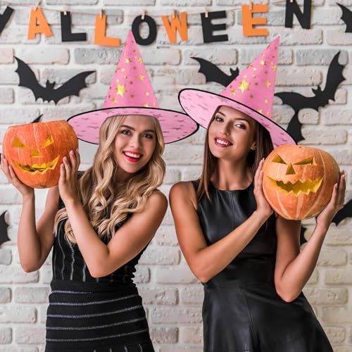Newcotte 16 Pieces Witch Hats Halloween Costumes for Women Men Modern Witch Hats Fancy Dress Party Decorations