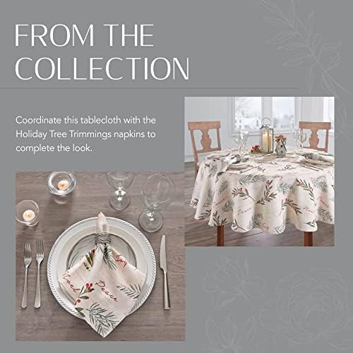 Threadmade Holiday Tree Trimmings Tablecloth, Multicolor - 52" W x 70" L