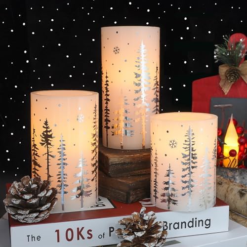 Crystal Club Christmas Flameless Candles, Holiday LED Candles