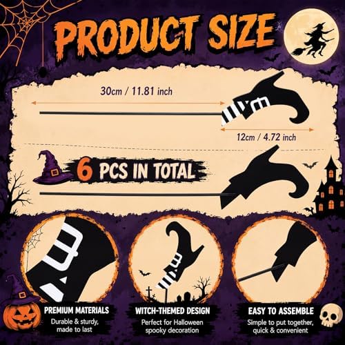 6 Pcs Halloween Witch Legs Garden Stake Wicked Outdoor Decoration