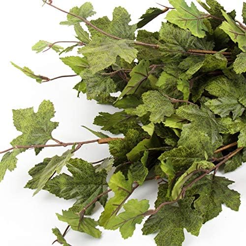 6pcs Artificial Maple Tree Branches, 32 Inch Faux Autumn Leaves Stems for Fall Vase Arrangements, Centerpieces, Harvest Wreaths, and Home Decorations,Dark Green