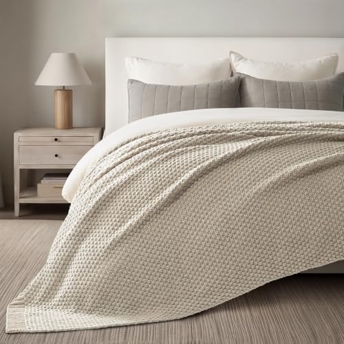 EVERGRACEHOME Chunky Chenille Knit Throw Blanket, 108x92, Warm Gray