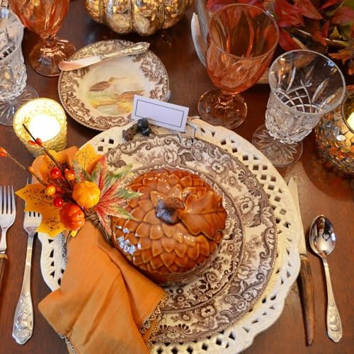 Maple Leaf Napkin Rings Set of 12, Thanksgiving Fall Pumpkin Napkin Holder Rustic Napkin Rings for Thanksgiving Party Banquet Kitchen Table Celebration