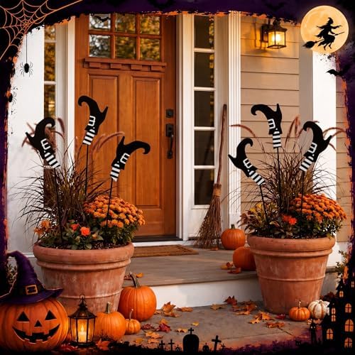 6 Pcs Halloween Witch Legs Garden Stake Wicked Outdoor Decoration