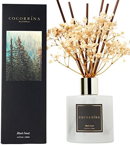 Cocorrína Reed Diffuser Sets, 6.7 fl oz. Black Forest Diffuser with Sticks Home Fragrance Reed Diffuser for Bathroom