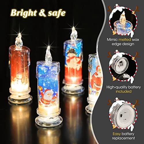 SupBri Christmas Flameless Candles, Xmas centerpieces for Tables Set of 4