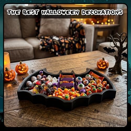 Halloween Wooden Bat Tray Decorative Serving Tray Gothic Home Decor