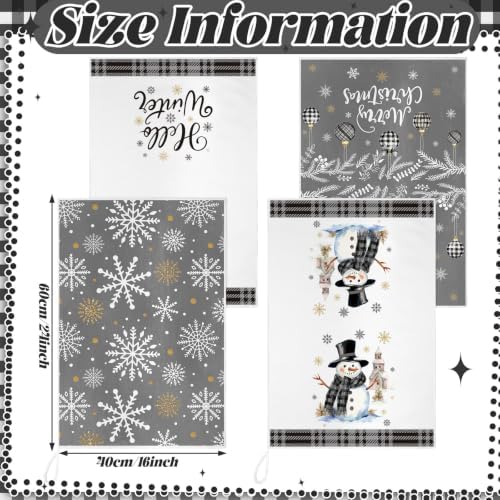 Bencailor 6 Pcs Christmas Kitchen Towel, Grey, Black, Winter Plaid