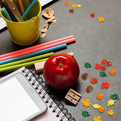 84 Pcs Acrylic Leaves Mini Pumpkin Maple Leaves Acorns Crystals, 5 Colors