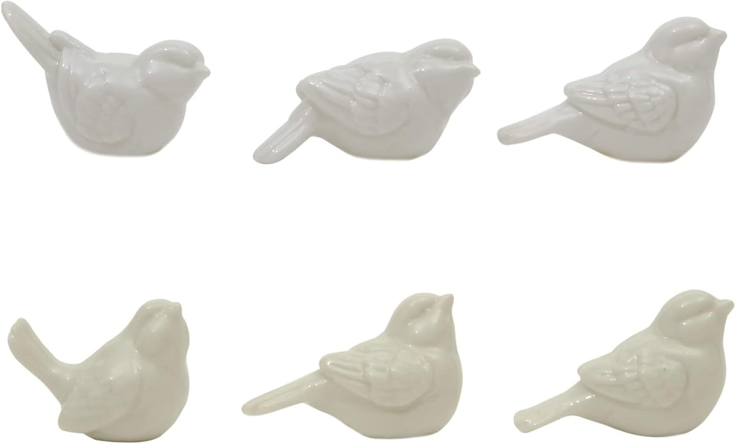 Creative Co-Op Ceramic / Birds / White / Set of 6