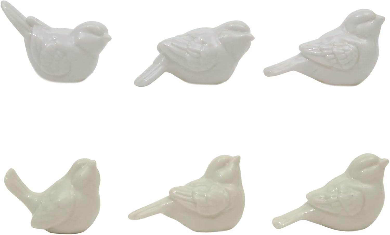 Creative Co-Op Ceramic / Birds / White / Set of 6
