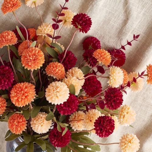 16Pcs Fall Flowers Artificial for Decorations Fake Mums Fall Decor for Home