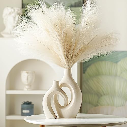 Snuggle Hollow Ceramic Vase / Extra Large Cream White / Set of 2