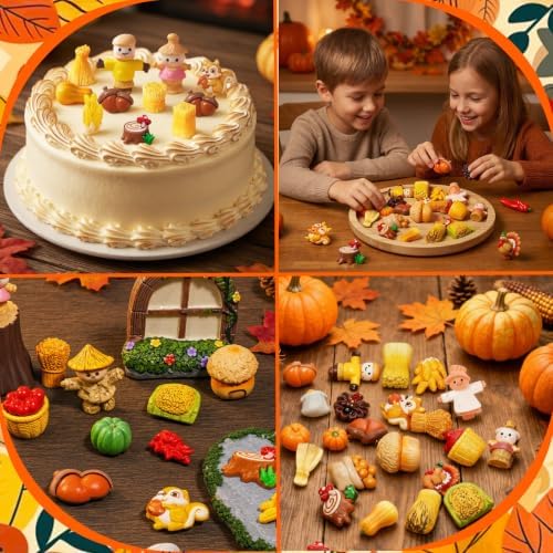 30 Pcs Thanksgiving Mini Figurines Mini Resin Thanksgiving Figurines