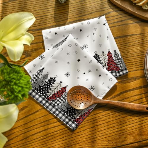 Horaldaily Christmas Trees Buffalo Cloth Napkins, Set of 8