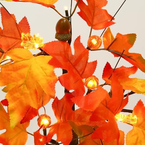 Joyhalo 2 Pack 23.5 Inch Fall Trees with Lights