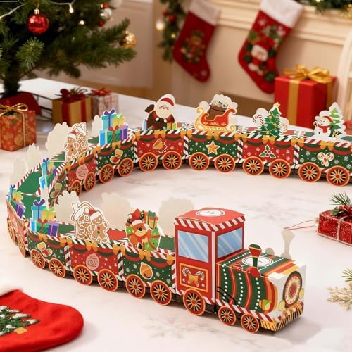 Lihome Diy Advent Calendar - Empty Advent Calendar to Fill Yourself, Christmas Advent Boxes Empty for Kids and Family (Christmas Train)