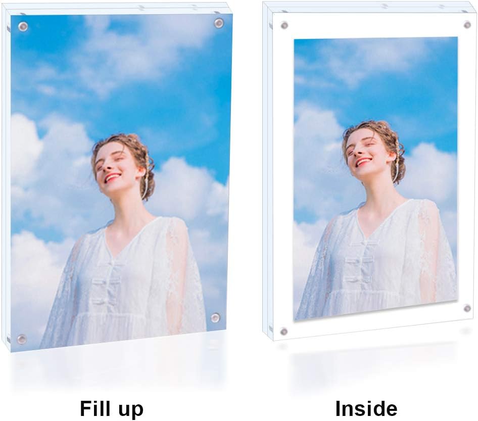 3Pack 8x10 Acrylic Photo Frames Double Sided Magnetic Picture Frame | with Stand Double Sided 10mm frame,placed