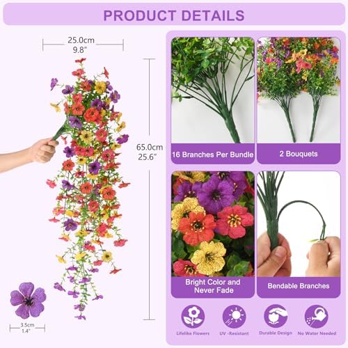 Hommyea Artificial Fake Fall Flowers Plants for Outdoors Mums Home Decor