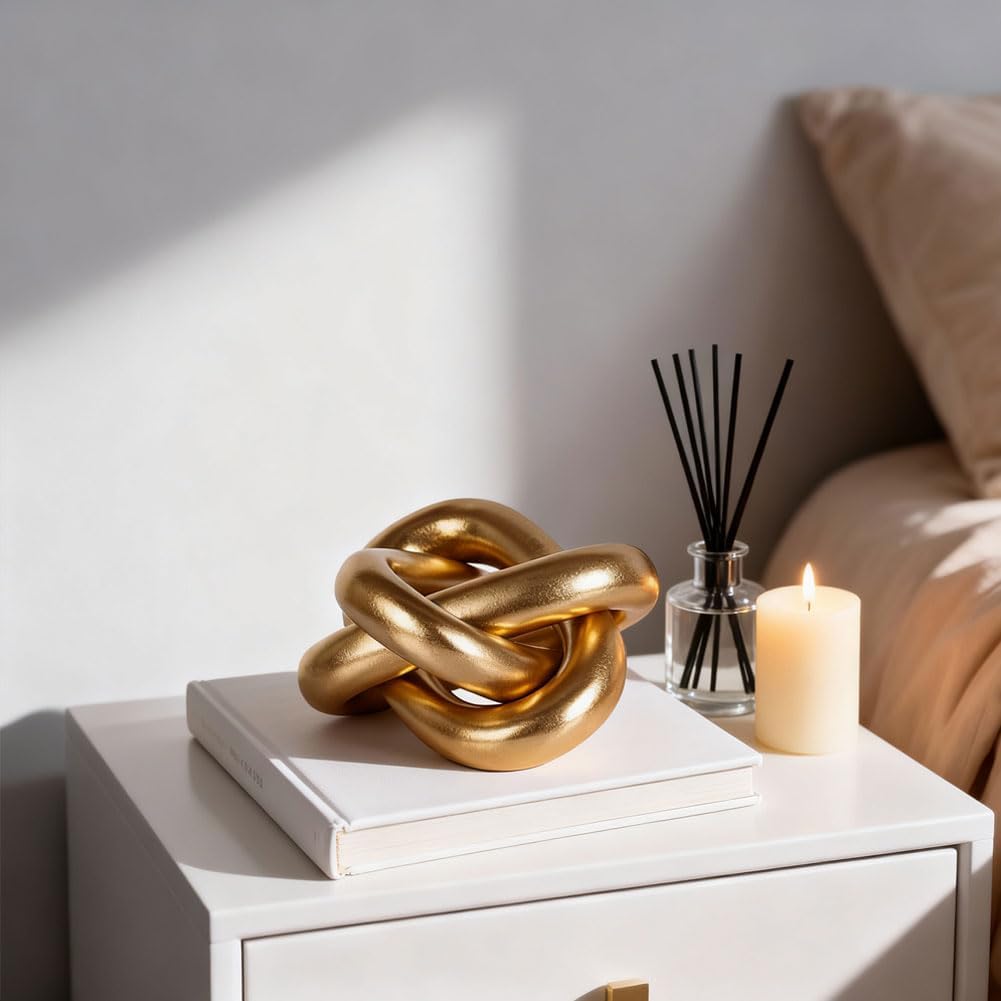Gold Coffee Table Decor Modern Shelf / Gold Knot - A