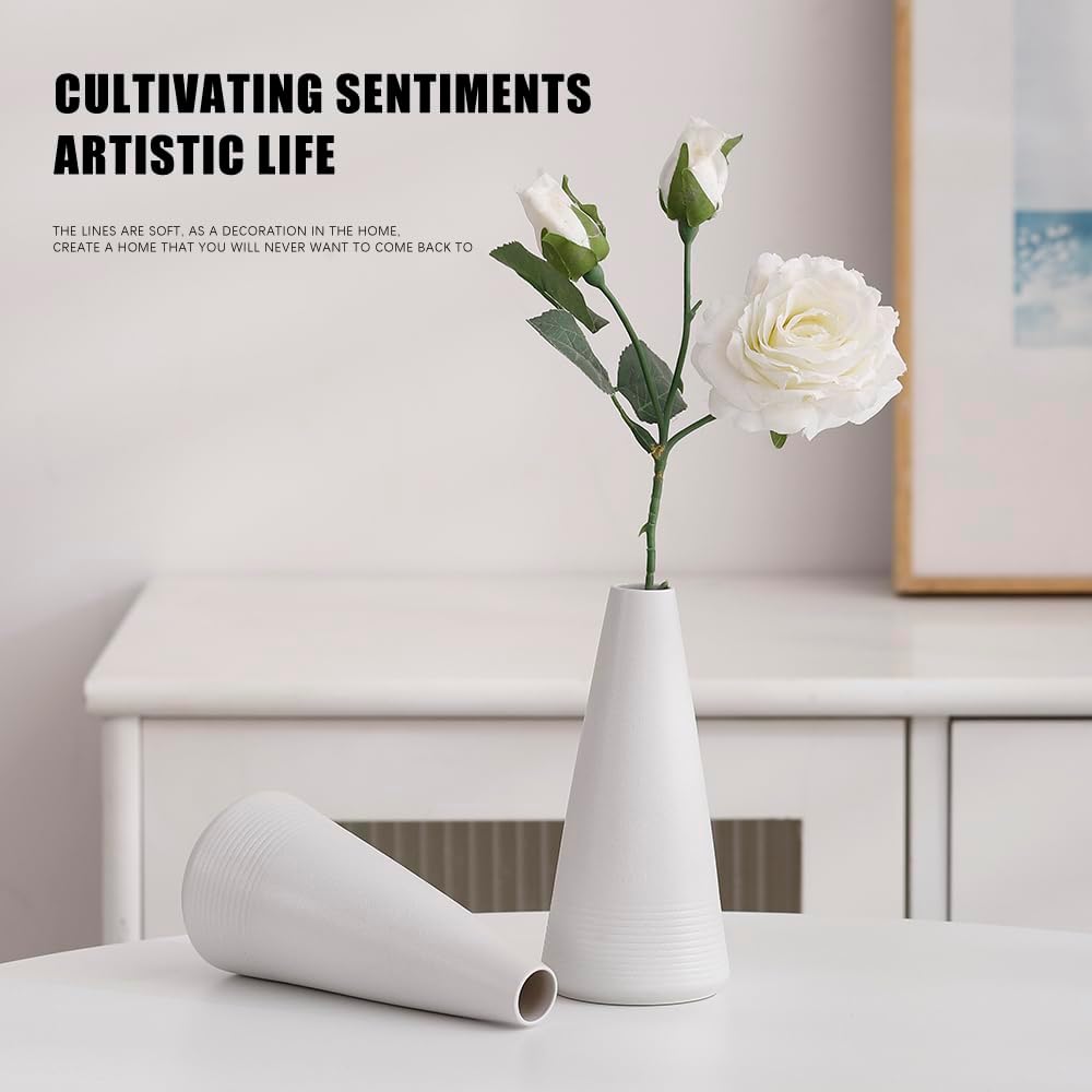 2-Piece Matte Ceramic vase Set / White