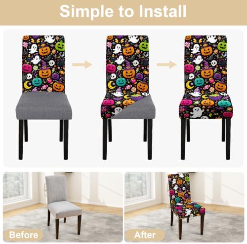 Christmas Chair Covers Set of 4, Snowman with Gifts Dining Chair Slipcovers, Stretchable Holiday Chair Protectors with Snowflakes,85