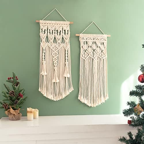 Macrame Woven Wall Hanging Boho Chic Geometric Art Decor / Medium / Set of 2