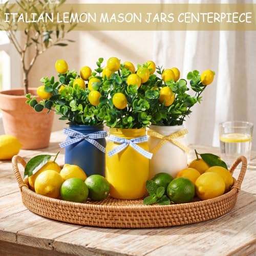 Unittype 7 Pcs Italian Lemon Mason Jars Centerpiece for Table