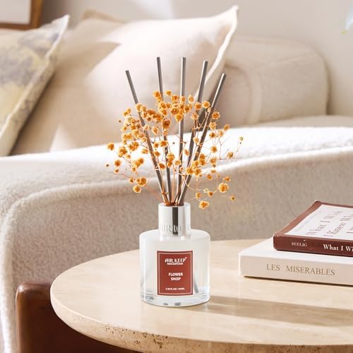 Airkeep Reed Diffuser Set,3.38 fl oz (100 ml) - Flower Shop Oil Diffusers with 8 Reed Sticks, Home Fragrance Reed
