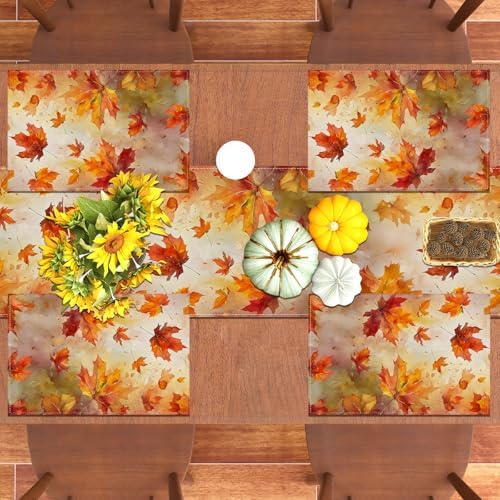 Rvsticty Fall Placemats Set of 4,Thanksgiving Decorations for Home Decor