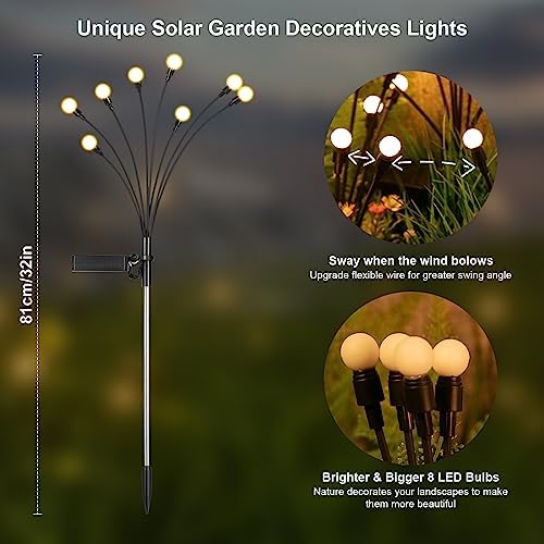 ASMAD Solar Lights Outdoor(2 Pack-16 LEDs),Solar Garden Lights,Fairy Lights