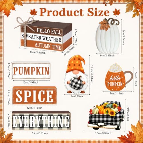 11 Pcs Fall Wooden Table Decorations Pumpkin Tiered Tray Decor