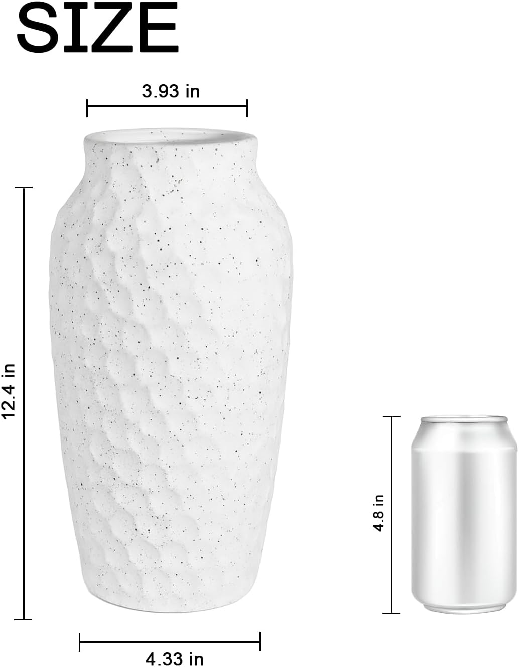 Ceramic Vase for Flowers / White / 12.4 Inch