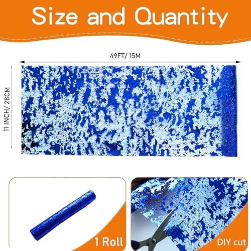 Royal Blue Table Runner, Glitter Metallic Foil Mesh Roll 49 Feet