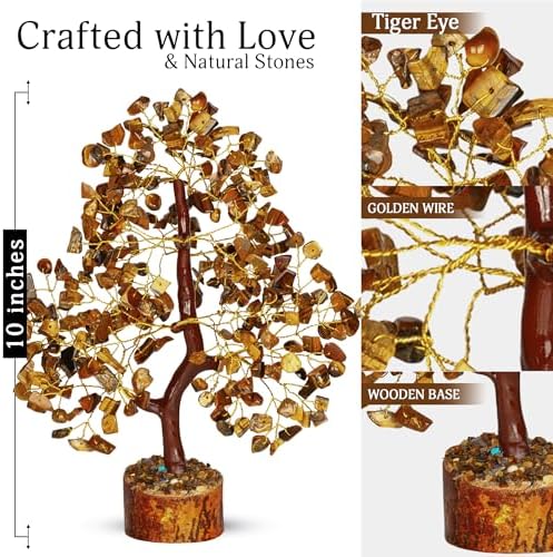 YATSKIA Tiger Eye Crystal Tree | Feng Shui Money Tree | Thank You Gifts | Crystals and Gemstones | Meditation Room