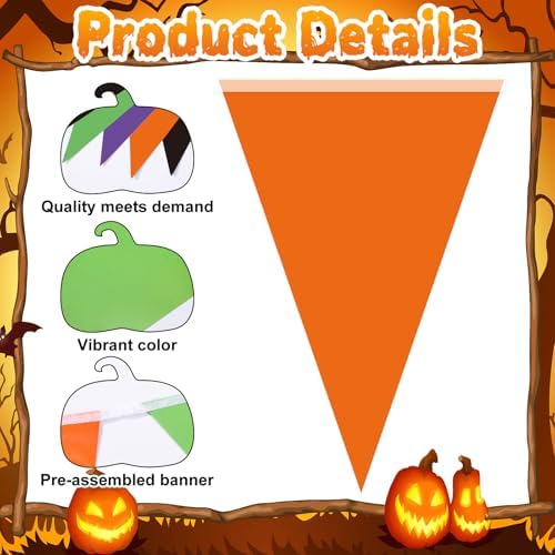 Jetec 5 Pcs 49 Ft Halloween Pennant Banner Simple Classic Bunting