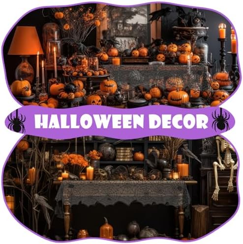 18 x 72 Inch Halloween Table Runner Black Lace Spider Web Decor