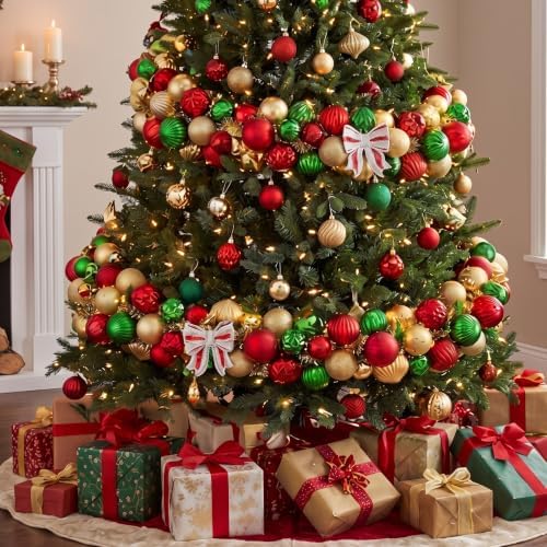 Thiccywoov 6 ft Christmas Ball Garland Ornament with Bows Decorations