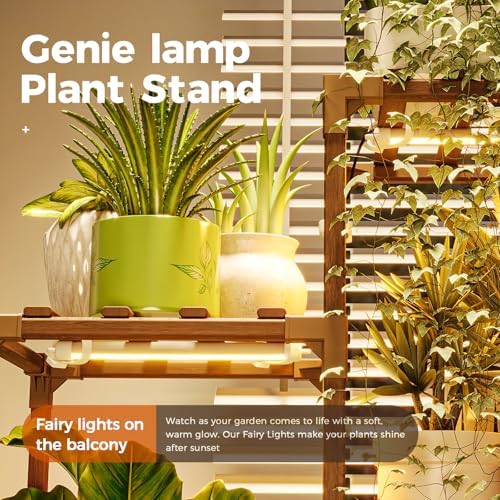 Bamworld Tall Plant Stand with Grow Lights Large Indoor Plant Shelf