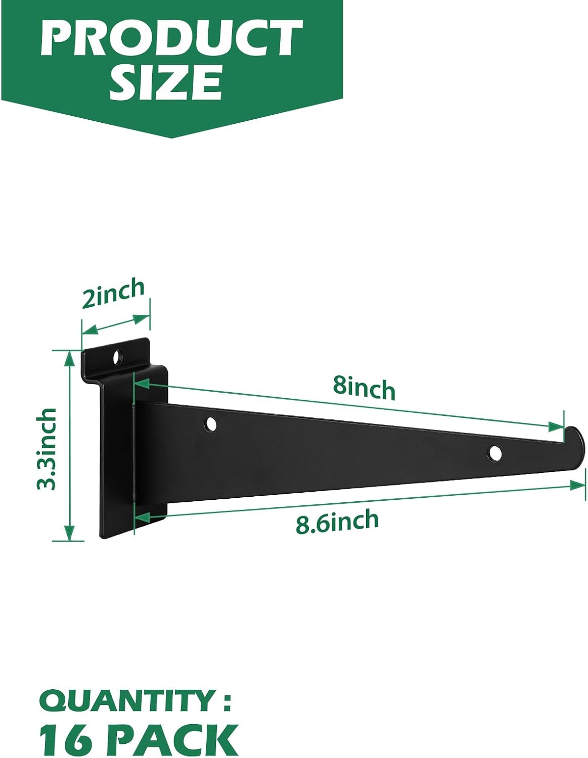 8 Inch Slatwall Shelf Bracket, Slatwall Accessories, Heavy Duty Slat Wall Shelf Bracket with Lip for Garage and Retail