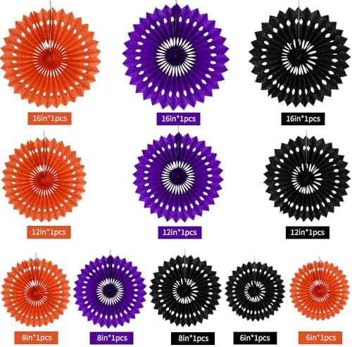 BEISHIDA Honeycomb Round Paper Fans Black Orange Purple Hanging Party Decor