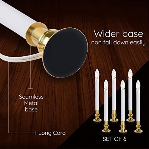 Electric Christmas Window Candle Lamp with Brass Plated Base, Dusk to Dawn | Auto Sensor | Turns Candle on in Dark and Off in Light, Ready to Use! | 4 Pack