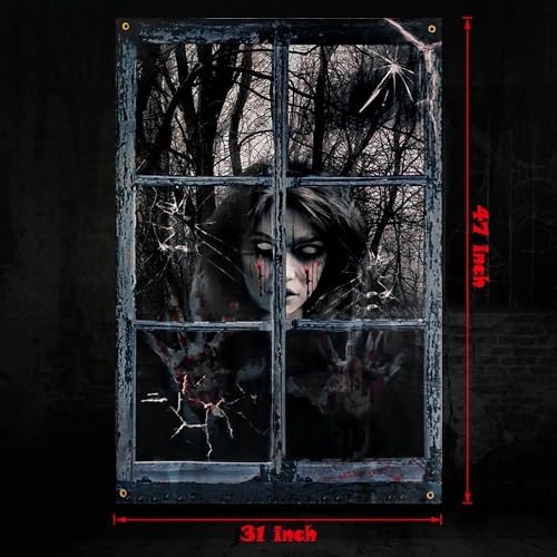 Halloween Window Decorations Spooky Blood Ghost Decor, 32" x 47"